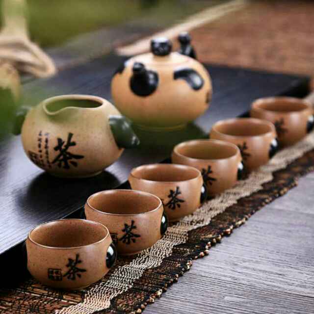 简格粗陶茶具
