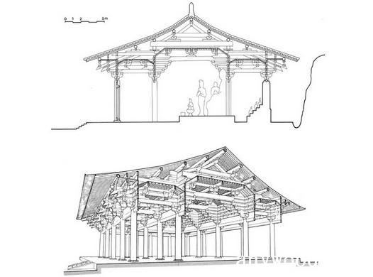 佛光寺大殿平面图手绘图片