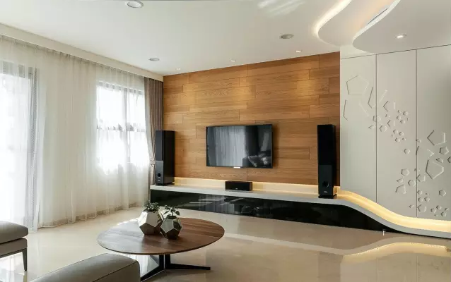 家装木工电视墙效果图图片